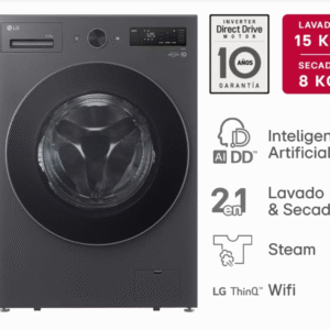 Lavasecarropas LG 15k 8k inv wd15egntspg Negro