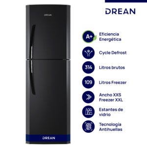Heladera con freezer Cíclica 314 L Black Steel Drean - HDR320F50N