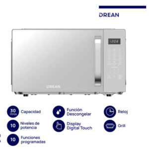 Microondas Digital con Grill 30 L Inox Drean - HMD30ARSJ0