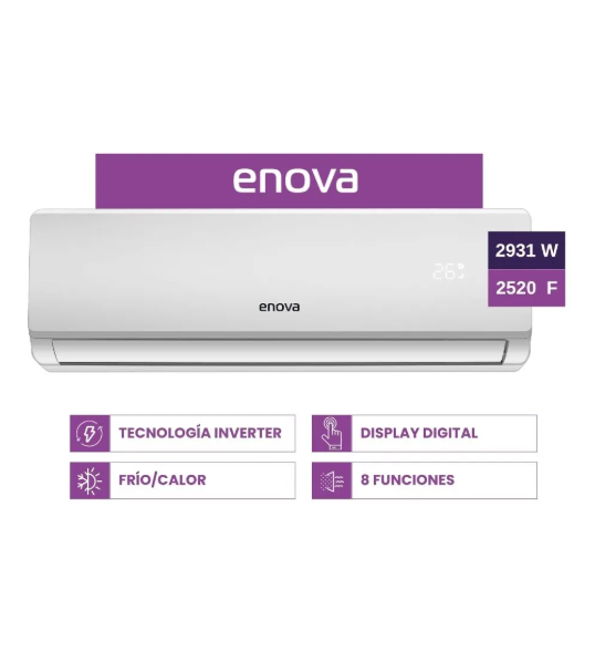 Aire Acondicionado enova split inverter 2931W 2520 fg Frío Calor AES09IX10