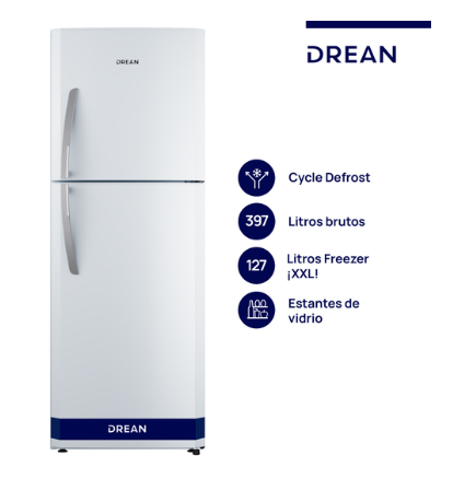 Heladera con freezer Cíclica 397 L Blanca Drean - HDR400F30B
