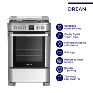 ¡Gran Barata! Cocina Multigas 60 cm Inoxidable con Display Drean - CD6009EI outlet