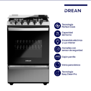 Cocina Multigas 56 cm Inoxidable con Encendido Eléctrico Drean - CD5614AI0