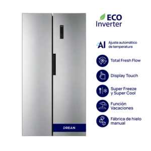 Heladera Drean Side by Side No Frost Inverter 472 Lts Acero Inoxidable DSP472LKRSS0